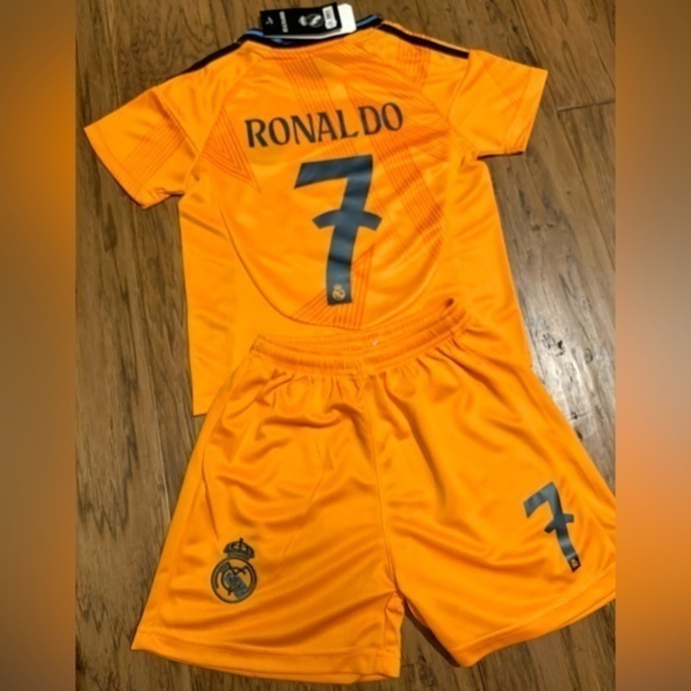 Kylian Mbappé Toddler 5-6T Jersey Orange Real Madrid Boys Girls Soccer Uniform